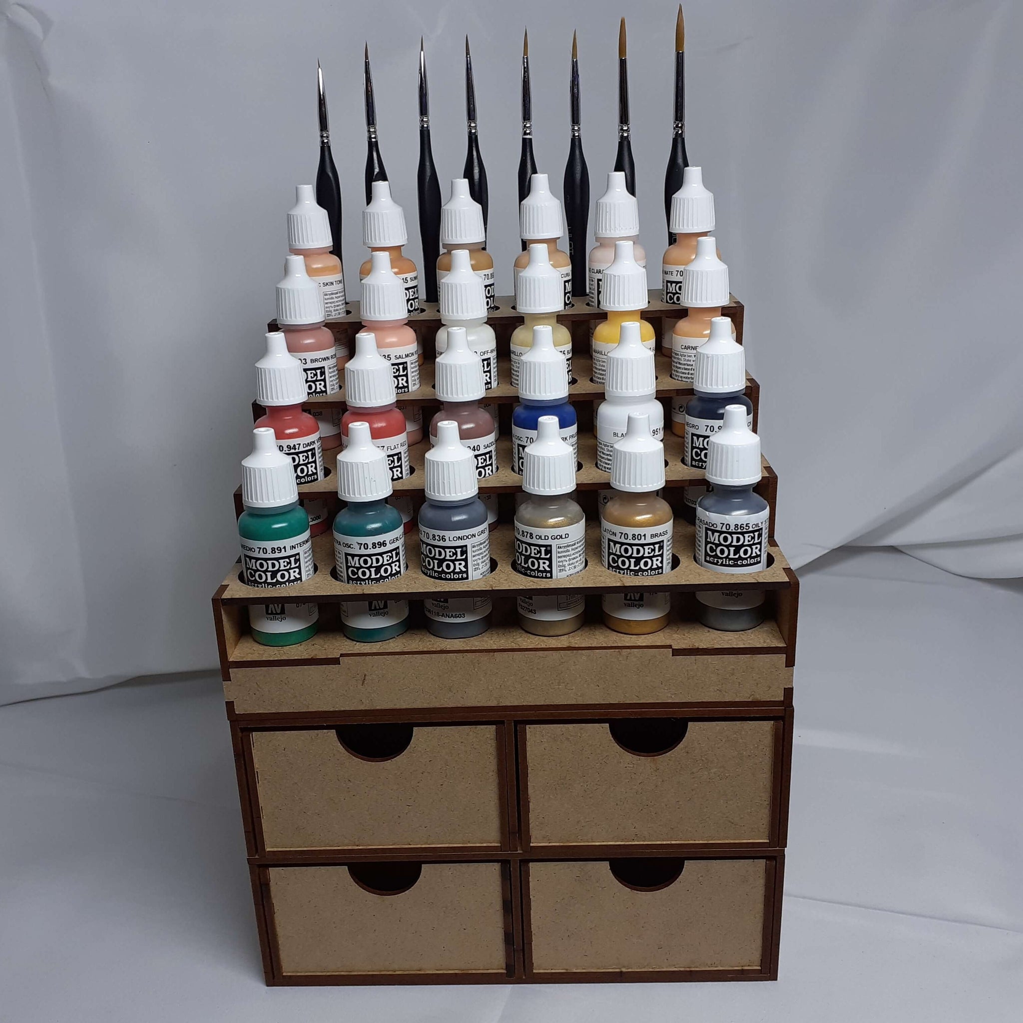 HobbyGlory Rangement Peintures Citadel 40 Pots + 16 Pinceaux + 2 Tiroirs Profonds - Fabriqué En France