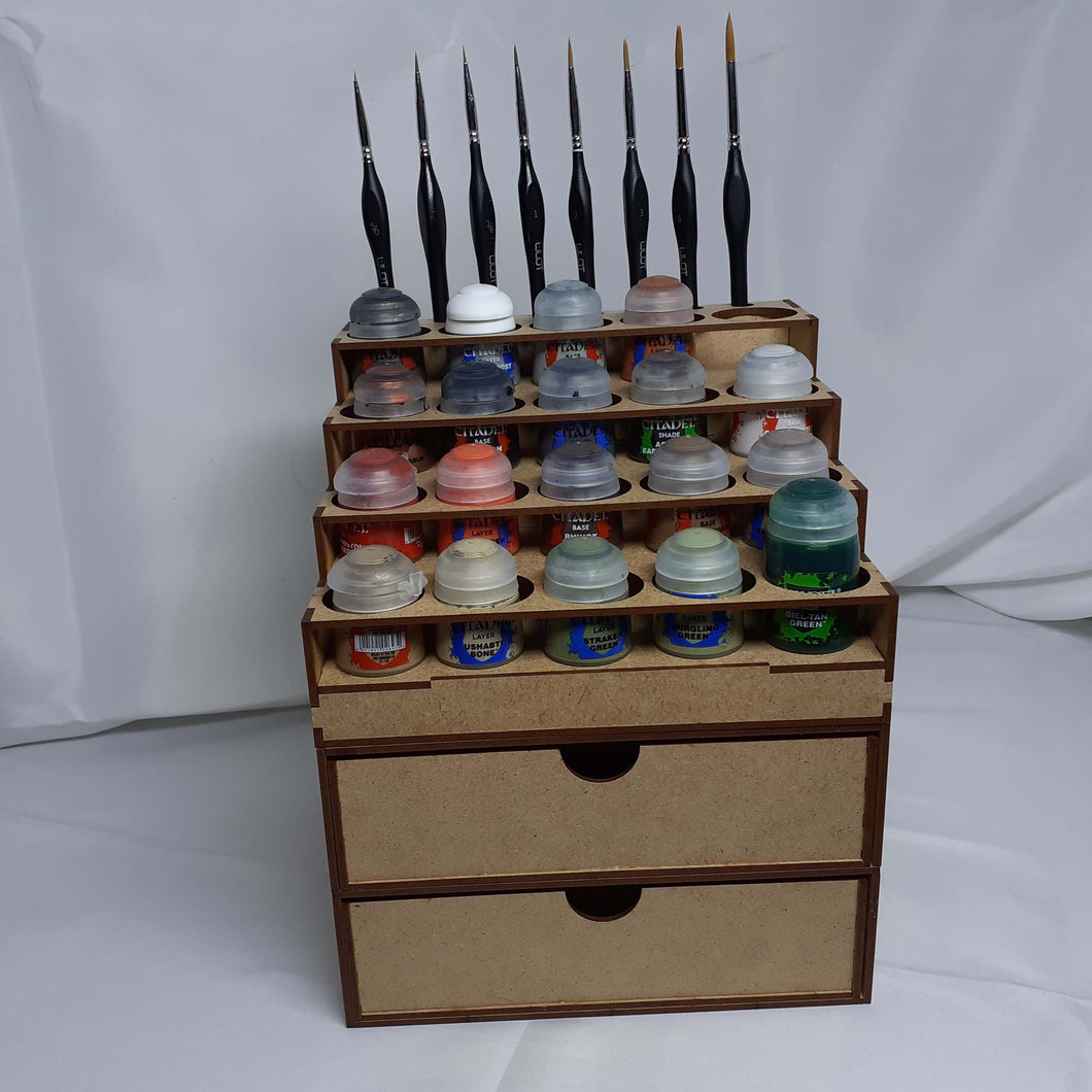 Rangement peintures Citadel et deux tiroirs longs
